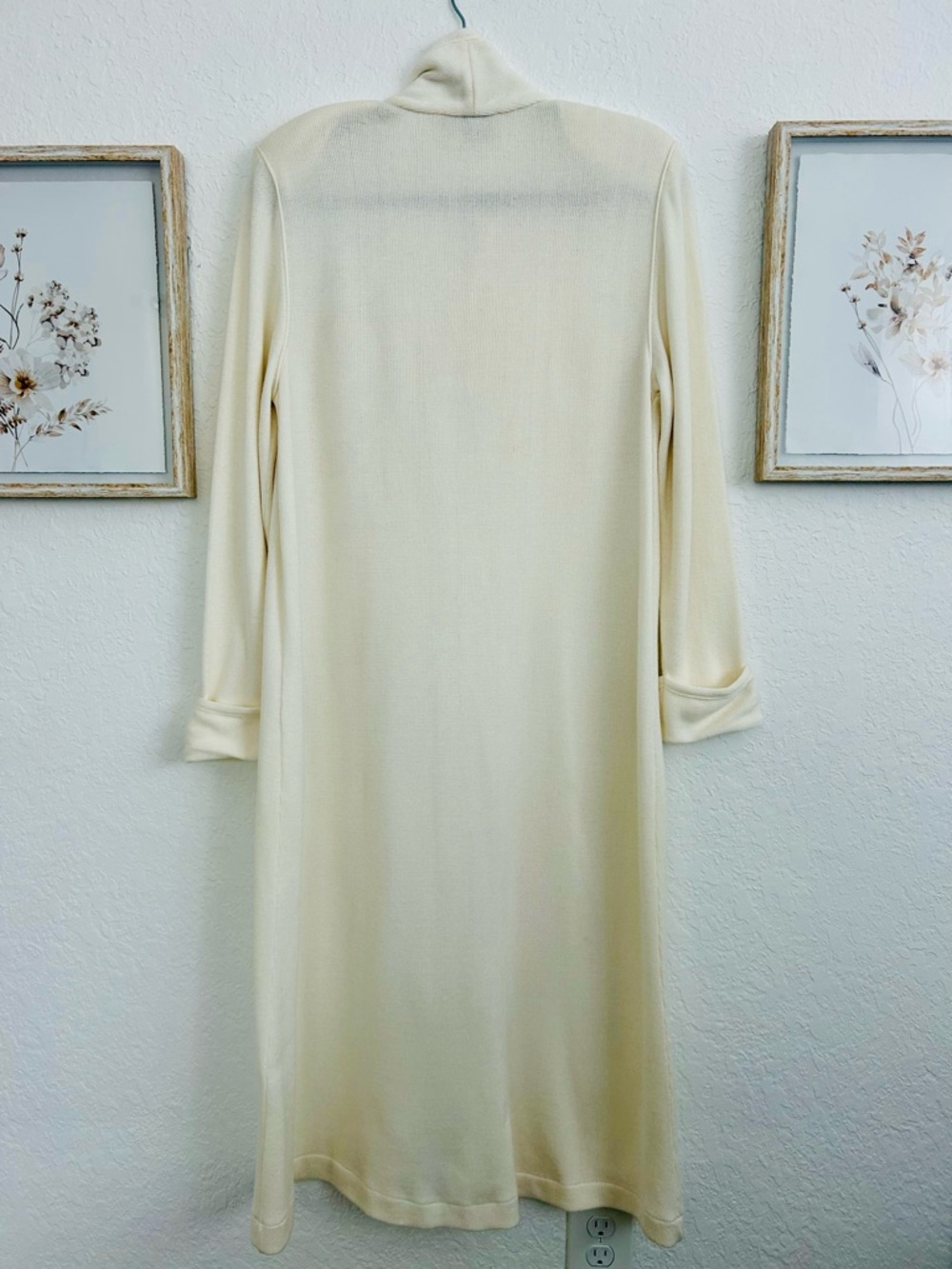 Artesania J&C Madrid Cream Long Cardigan Coatigan Shawl Collar Minimalist Chic - Picture 4 of 6